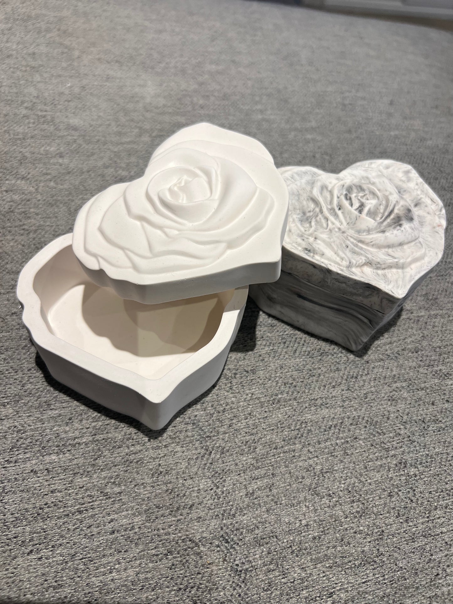 Heart Shaped rose trinket jar with lid