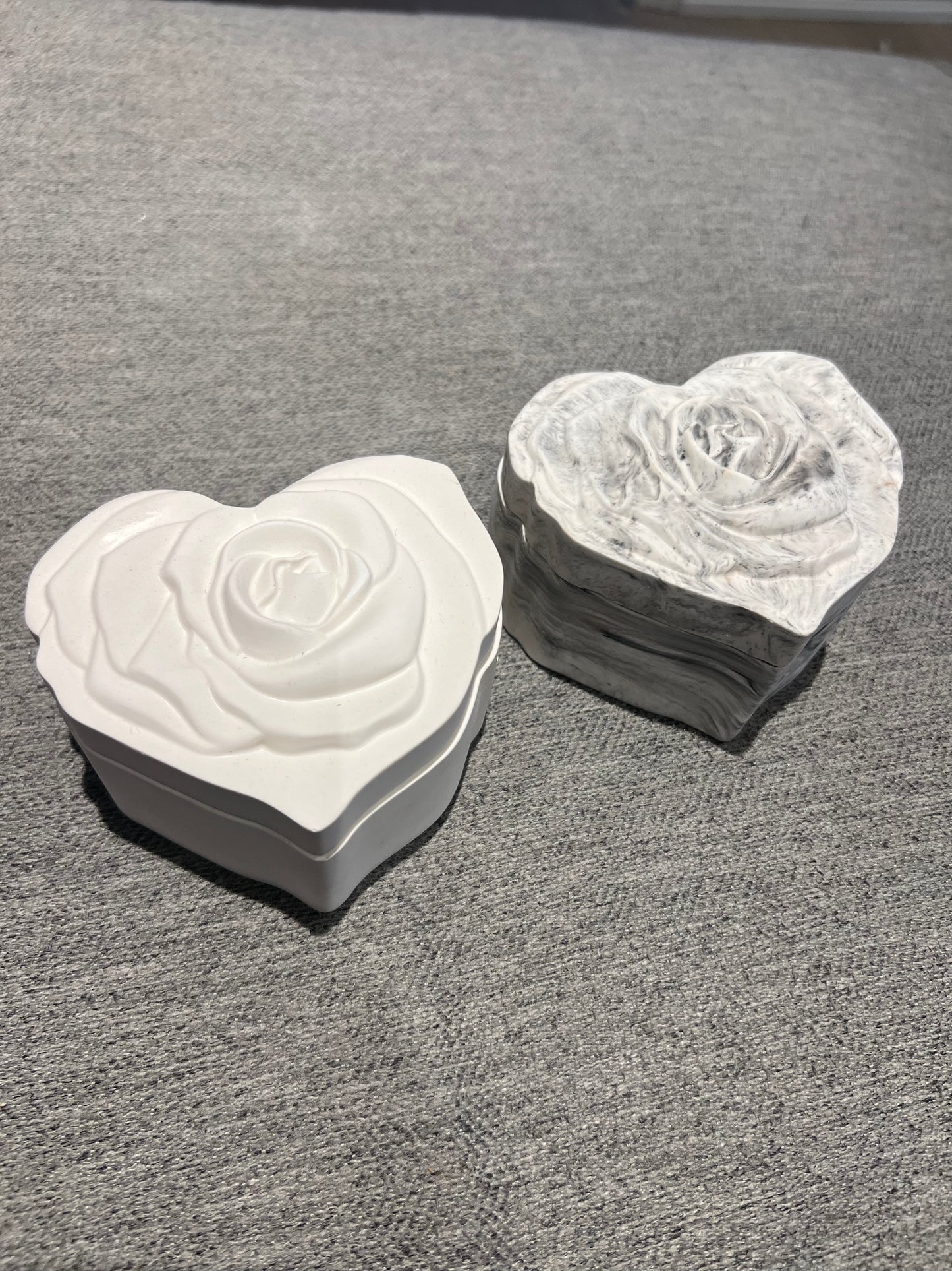 Heart Shaped  rose trinket jar with lid