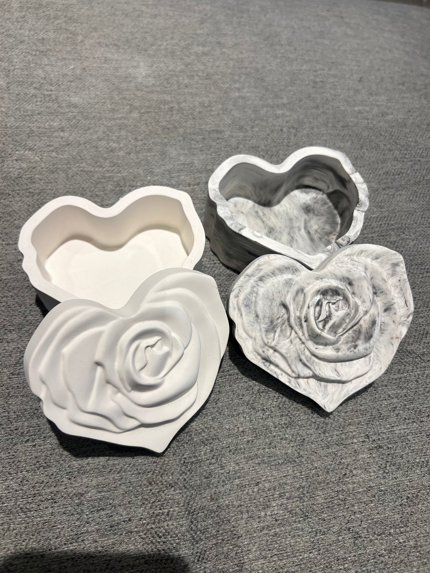 Heart Shaped  rose trinket jar with lid