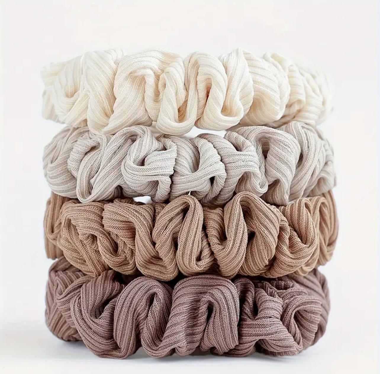 4 Pcs Pleated Knitted Scrunchies Hair Ties