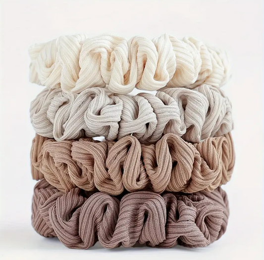 4 Pcs Pleated Knitted Scrunchies Hair Ties