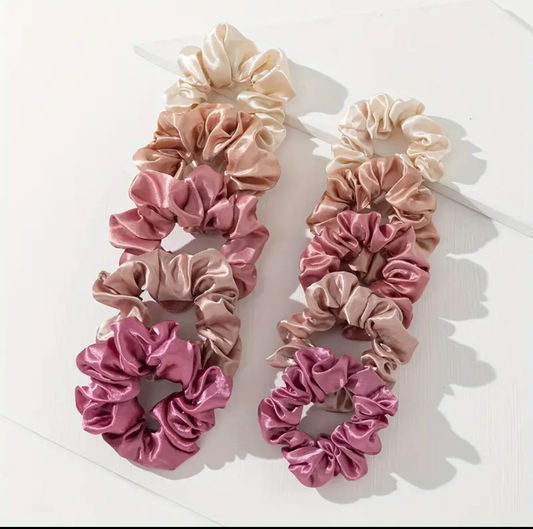 Satin  Scrunchies - 5- Piece Set
