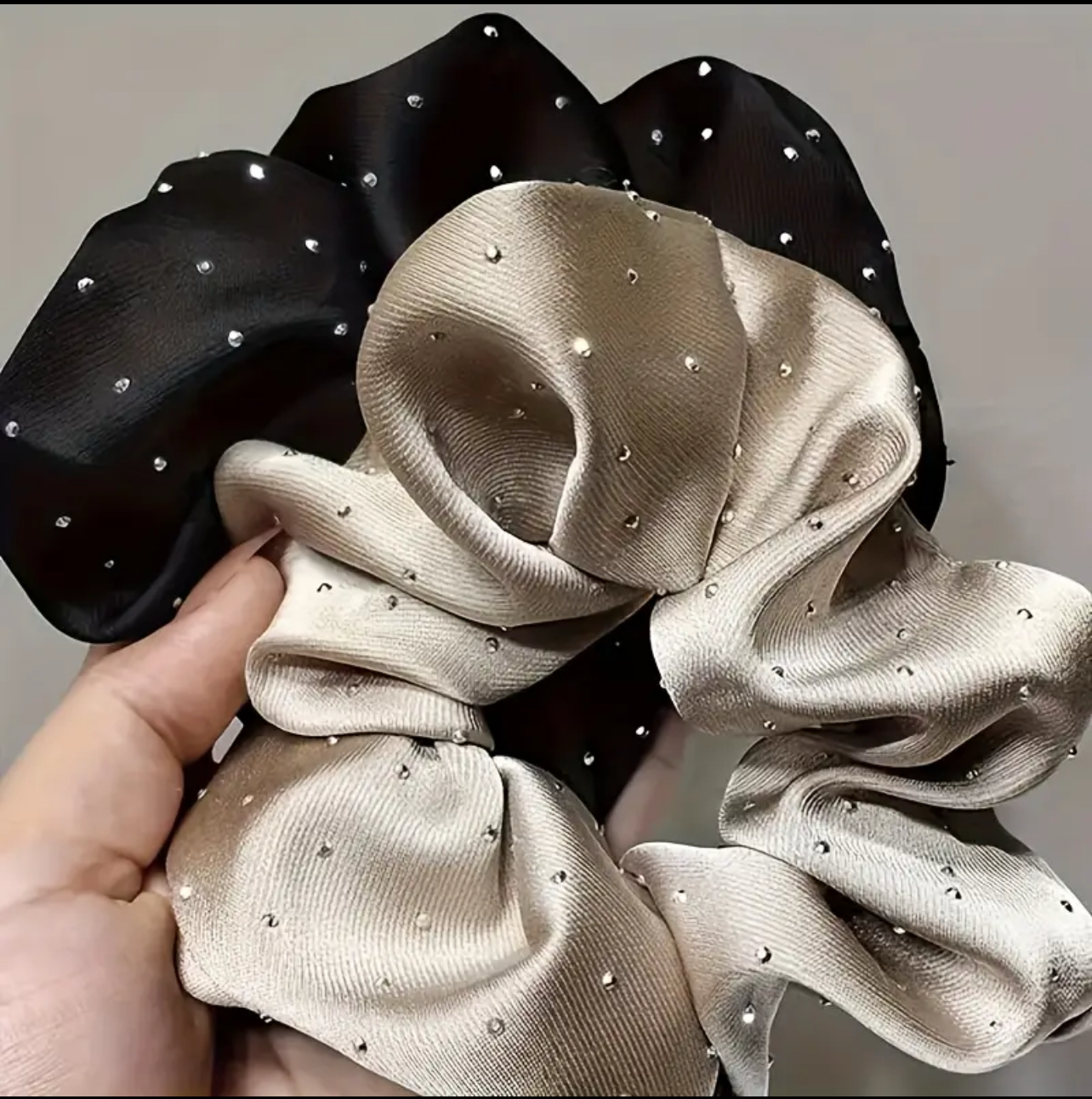 3-Piece Rhinestone Satin Scrunchie Set