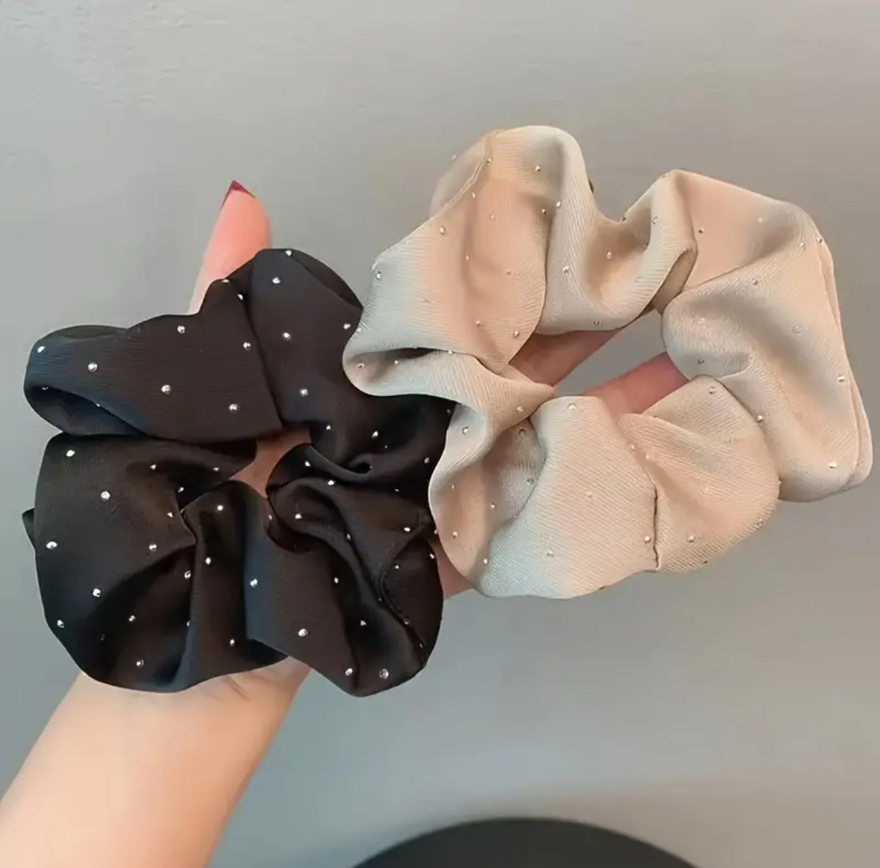 3-Piece Rhinestone Satin Scrunchie Set